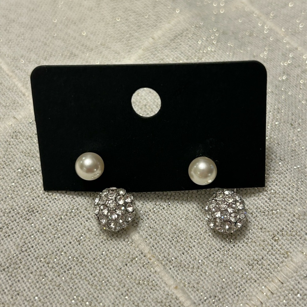 Elegant Silver and Pearl Stud Earrings